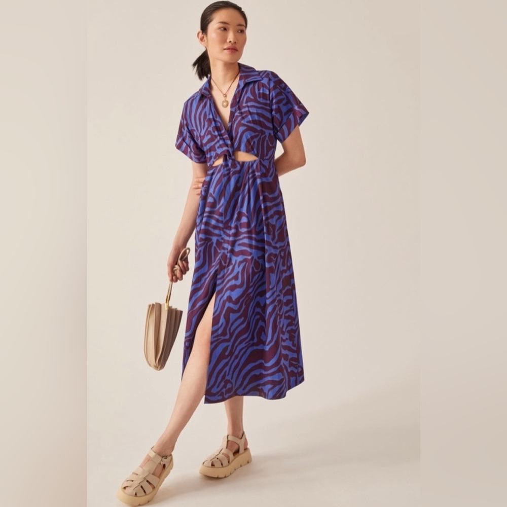 Anthropologie Blue and Purple Midi Dress